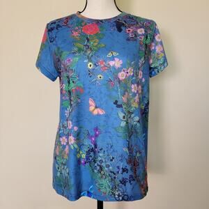 Exclusive Sz S T Shirt Vivid Tropical Colorful Short Sleeve Round Neck Pullover